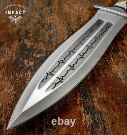 Couteau poignard artistique en acier D2 avec plein, sur mesure Impact Cutlery, couronne en bois de cerf