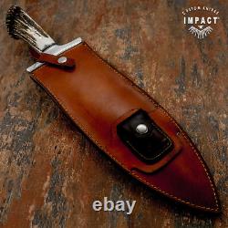 Couteau poignard artistique en acier D2 avec plein, sur mesure Impact Cutlery, couronne en bois de cerf