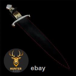 Couteau poignard de survie, de camping et de combat en acier D2 fait main sur mesure avec poignée en corne de cerf