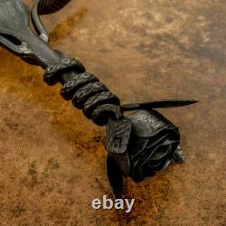 Couteau poignard en damas forgé intégral personnalisé art plume Impact Cutlery unique