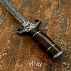 Couteau poignard en damas sur mesure de style médiéval unique en son genre avec bois de bouleau