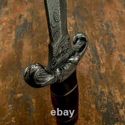 Couteau poignard en damas sur mesure de style médiéval unique en son genre avec bois de bouleau