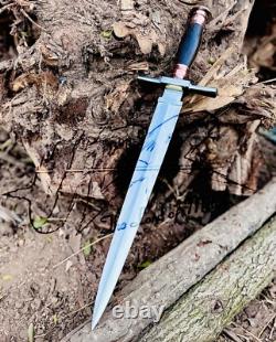 Couteau poignard magnifique en acier D2 fait à la main Ubr avec étui en cuir