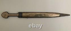 Couteau poignard sibérien vintage avec fourreau et manche en argent nickel