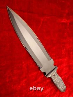 Couteau poignard tactique, de survie, de combat en acier D2 fait à la main sur mesure RaB 1/4