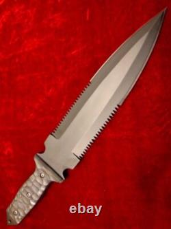 Couteau poignard tactique, de survie, de combat en acier D2 fait à la main sur mesure RaB 1/4