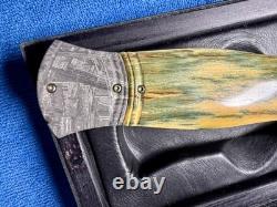 Couteau rare Tony Karlsson - Damas météorite - Dague pliable - Titane - Muona - Écorce