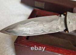 Couteau rare Tony Karlsson - Damas météorite - Dague pliable - Titane - Muona - Écorce