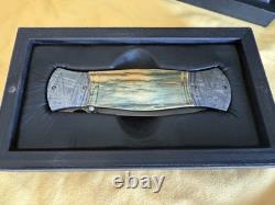 Couteau rare Tony Karlsson - Damas météorite - Dague pliable - Titane - Muona - Écorce