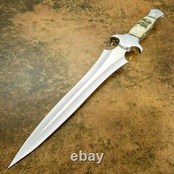 Custom Handmade D2 Steel Hunting Dagger Knife Rod With Amazing Ram Horn Handle