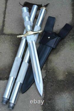 D2 Acier Long Spear Sword Couteau De Chasse Bord De Lance Tête De Lance Avec Gaine En Cuir