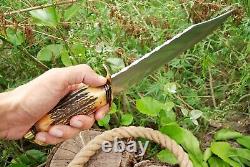 D2 Acier Taille De Rat Tenir Dague Knife Brass Garde Poignée Et Gaine En Cuir