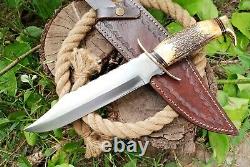 D2 Acier Taille De Rat Tenir Dague Knife Brass Garde Poignée Et Gaine En Cuir