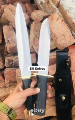 DAGUE DE CHASSE EN ACIER CARBONE FAITE MAIN SUR MESURE COUTEAU BOWIE COUTEAU DE CAMPING AVEC FOURREAU