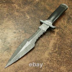 Dagger - Couteau Dagger En Acier Fabriqué À La Main À Damas & Poignée De Buffalo Horn