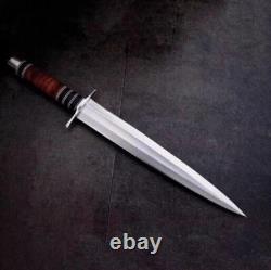 Dague Arkansas Toothpick faite à la main Dague de chasse en D2 et étui en cuir