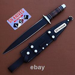 Dague Arkansas Toothpick faite à la main, couteau de chasse avec étui en cuir