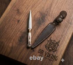 Dague Bowie en acier au carbone fabriquée à la main sur mesure, couteau de survie et de camping