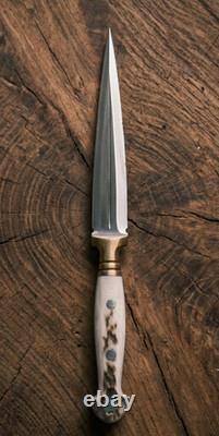 Dague Bowie en acier au carbone fabriquée à la main sur mesure, couteau de survie et de camping
