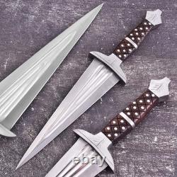 Dague Cinquedea Artisanale Sur Mesure avec Étui en Cuir Épée Courte Médiévale