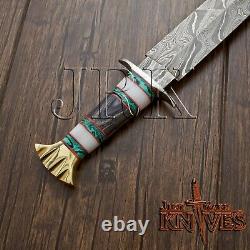 Dague Viking, Forgeée à la Main sur Mesure en Acier Damas, Couteau Tactique de Combat
