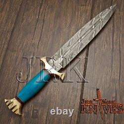 Dague Viking, acier damassé fait à la main sur mesure, couteau tactique de combat.