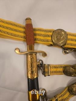 Dague Zik 58 de la Marine Soviétique Vintage Originale avec Fourreau et Ceinture