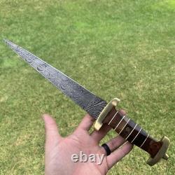 Dague à aiguille en acier damassé fait main sur mesure, style réplique SS WW2, 16 pouces