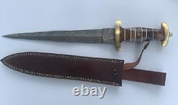 Dague à aiguille en acier damassé fait main sur mesure, style réplique SS WW2, 16 pouces