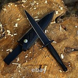 Dague à double tranchant forgée sur mesure avec étui en cuir premium. DBD012