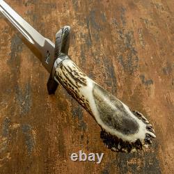 Dague couteau Highlander en corne de cerf sur mesure par Impact Cutlery en damas