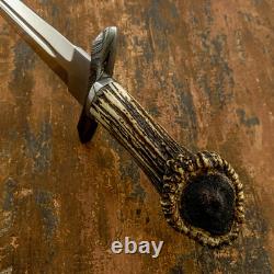 Dague couteau Highlander en corne de cerf sur mesure par Impact Cutlery en damas