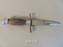 Dague de botte allemande de l’époque de la Première et de la Seconde Guerre mondiale, couteau de combat de tranchée, os, bois de cerf
