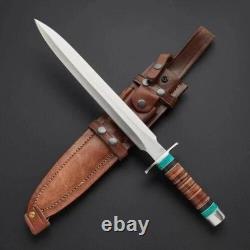 Dague de chasse Bowie en acier à outils D2 fabriquée à la main sur mesure, couteau de camping