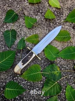 Dague de chasse Bowie en acier à outils D2 fabriquée à la main sur mesure, manche en bois de cerf