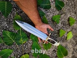 Dague de chasse Bowie en acier à outils D2 fabriquée à la main sur mesure, manche en bois de cerf