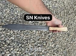 Dague de chasse Bowie en acier carbone fait main de 20 pouces avec étui Dague de chasse Bowie en acier carbone fait main de 20 pouces avec étui