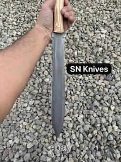 Dague de chasse Bowie en acier carbone fait main de 20 pouces avec étui Dague de chasse Bowie en acier carbone fait main de 20 pouces avec étui