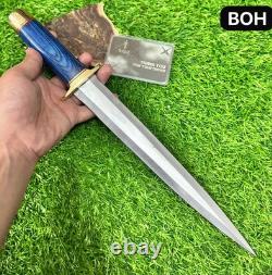 Dague de chasse Toothpick Bowie artisanale sur mesure en acier à outils D2 avec étui
