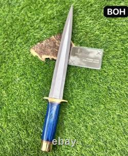 Dague de chasse Toothpick Bowie artisanale sur mesure en acier à outils D2 avec étui