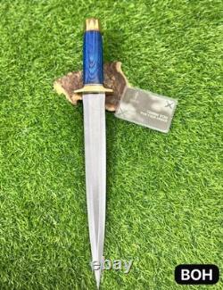 Dague de chasse Toothpick Bowie artisanale sur mesure en acier à outils D2 avec étui