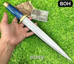 Dague de chasse Toothpick Bowie artisanale sur mesure en acier à outils D2 avec étui