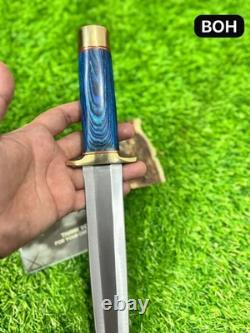 Dague de chasse Toothpick Bowie artisanale sur mesure en acier à outils D2 avec étui