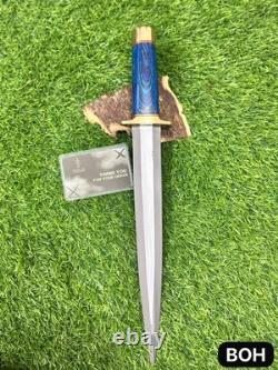 Dague de chasse Toothpick Bowie artisanale sur mesure en acier à outils D2 avec étui