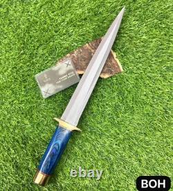 Dague de chasse Toothpick Bowie artisanale sur mesure en acier à outils D2 avec étui