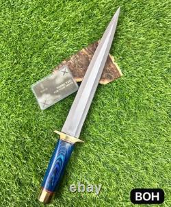 Dague de chasse Toothpick Bowie artisanale sur mesure en acier à outils D2 avec étui
