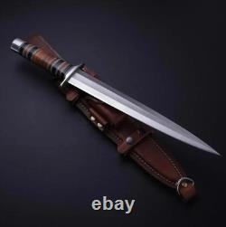 Dague de chasse Toothpick Bowie en acier D2 fabriquée à la main sur mesure avec étui