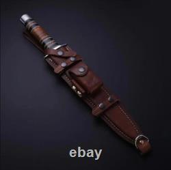 Dague de chasse Toothpick Bowie en acier D2 fabriquée à la main sur mesure avec étui
