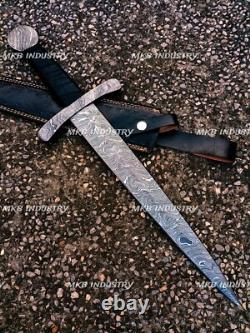 Dague de chasse artisanale en acier de Damas, couteau de survie pour botte, pleine soie, combat