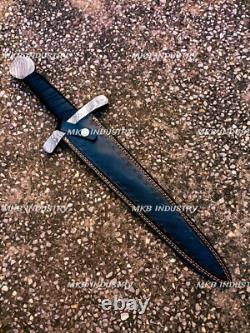 Dague de chasse artisanale en acier de Damas, couteau de survie pour botte, pleine soie, combat